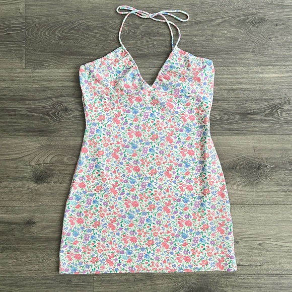 Princess Polly Halter Neck Mini Dress White Multicolor Floral Size US 6 Feminine - Picture 3 of 10